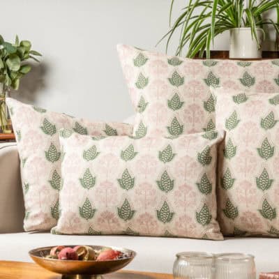 Cotswold Countryside Motif Boudoir Cushion Cover in Pink