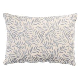 Willow Sprig Leaf Brushed Cotton and Linen Boudoir Cushion in Soft Blue