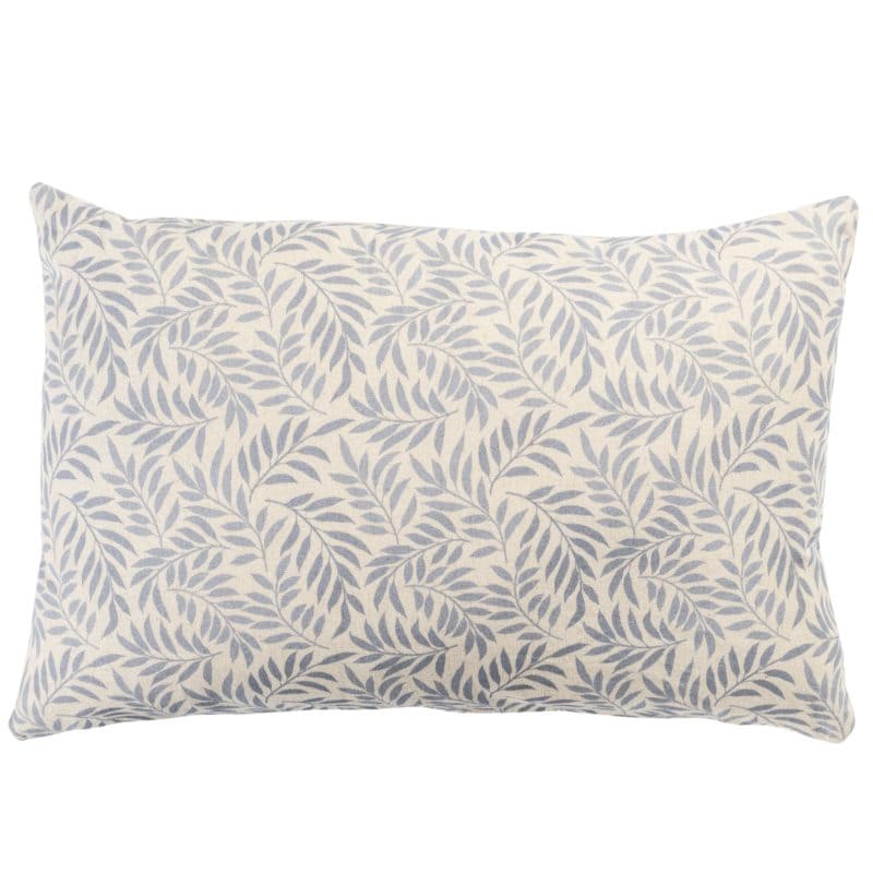 Willow Sprig Leaf Brushed Cotton and Linen XL Rectangular Cushion in Soft Blue