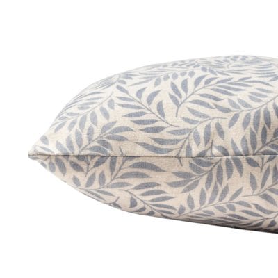 Willow Sprig Leaf Brushed Cotton and Linen XL Rectangular Cushion in Soft Blue