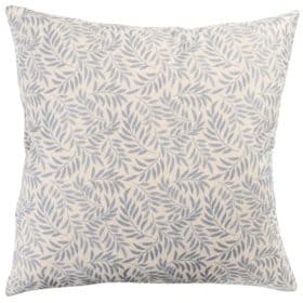 Willow Sprig Leaf Brushed Cotton and Linen Extra-Large Cushion in Soft Blue