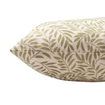 Willow Sprig Leaf Brushed Cotton and Linen Boudoir Cushion in Sage Green