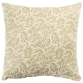 Willow Sprig Leaf Brushed Cotton and Linen Cushion in Sage Green