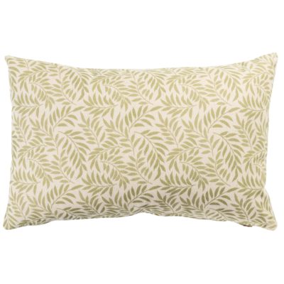 Willow Sprig Leaf Brushed Cotton and Linen XL Rectangular Cushion in Sage Green