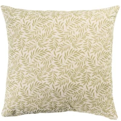 Willow Sprig Leaf Brushed Cotton and Linen Extra-Large Cushion in Sage Green