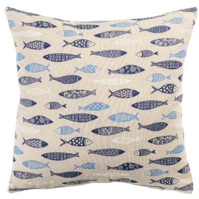 Deep Blue Sea Linen Look Cushion in Blue