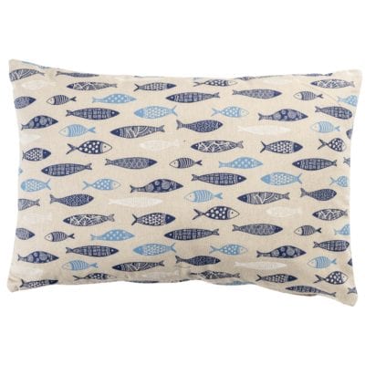 Deep Blue Sea Linen Look XL Rectangular Cushion in Blue