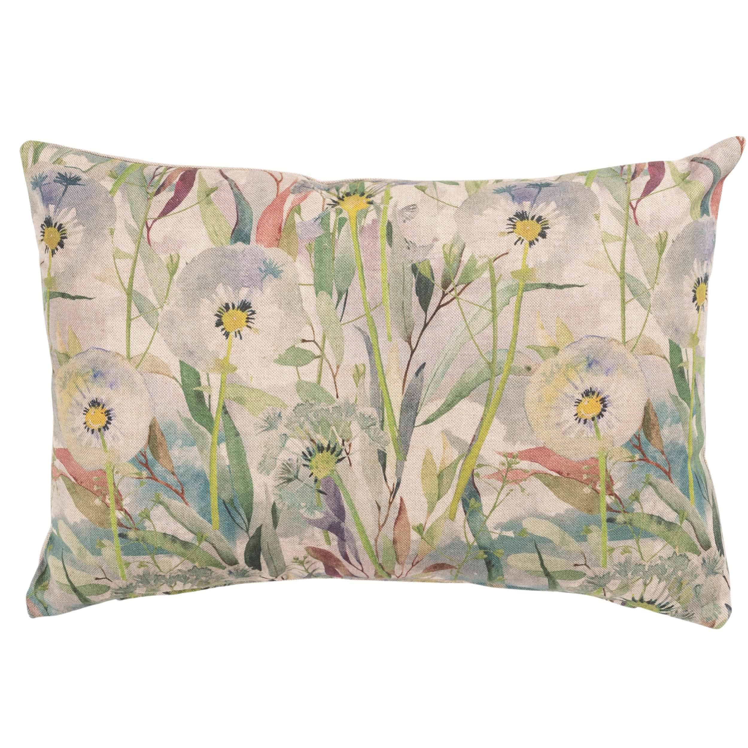 Watercolour Dandelion Linen Blend Boudoir Cushion
