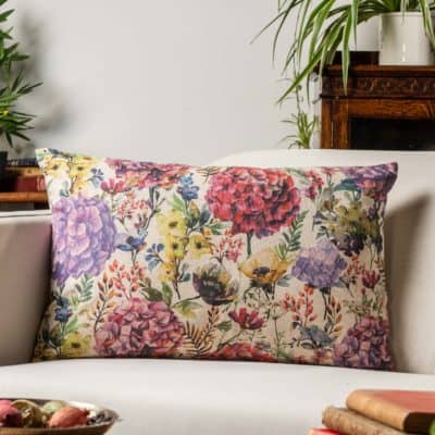 Watercolour Meadow Linen Blend XL Rectangular Cushion