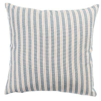 Seaside Stripe Canvas Cushion in Blue and Red