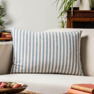 Seaside Stripe Canvas XL Rectangular Cushion in Blue and Red