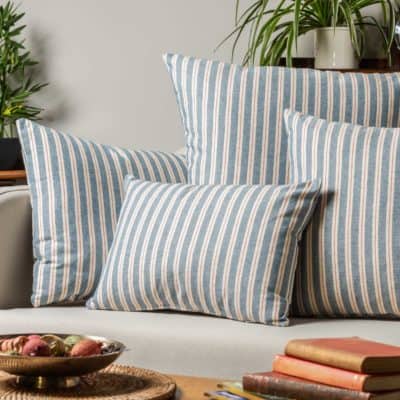 Seaside Stripe Canvas XL Rectangular Cushion in Blue and Red