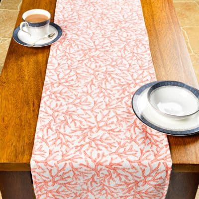 Coral Reef Table Runner in Orange and White