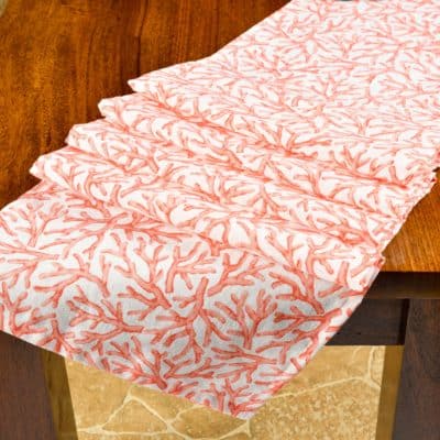 Coral Reef Table Runner in Orange and White