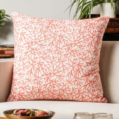 Coral Reef Extra-Large Cushion in Orange and White