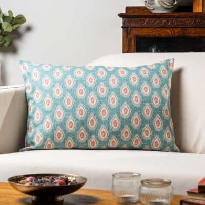 Anika Paisley XL Rectangular Cushion in Teal and Red