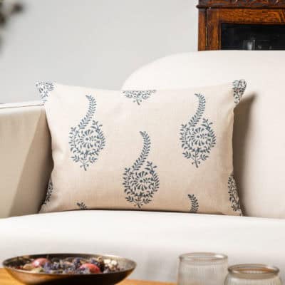 Floral Paisley Boudoir Cushion in Indigo Blue