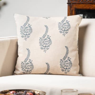 Floral Paisley Cushion in Indigo Blue