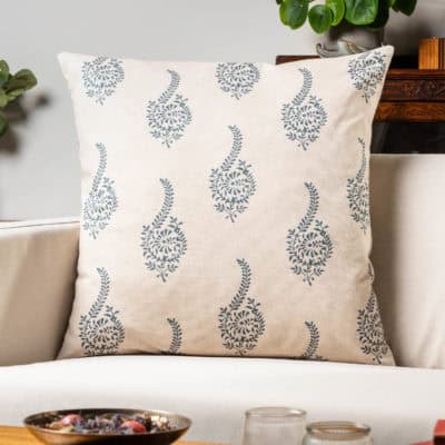 Floral Paisley Extra-Large Cushion in Indigo Blue