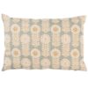 Retro Floral Print Linen Look Boudoir Cushion Cover in Duck Egg Blue