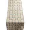 Retro Floral Print Linen Look Table Runner in Duck Egg Blue