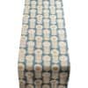 Retro Floral Print Linen Look Table Runner in Indigo Blue