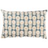 Retro Floral Print Linen Look XL Rectangular Cushion Cover in Indigo Blue