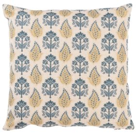 Cotswold Countryside Motif Cushion in Gold and Indigo