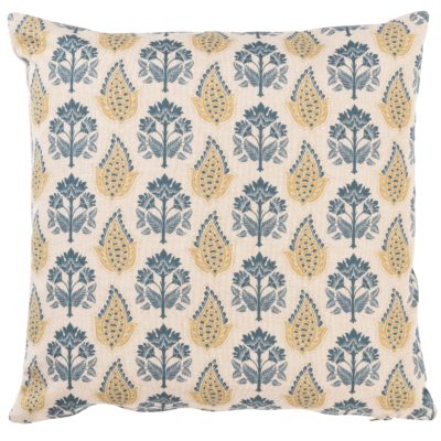 Cotswold Countryside Motif Cushion in Gold and Indigo