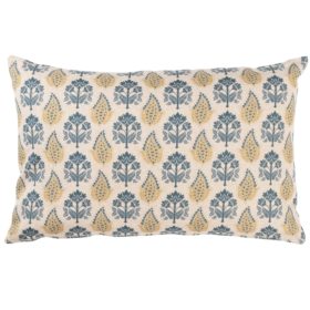 Cotswold Countryside Motif XL Rectangular Cushion in Gold and Indigo