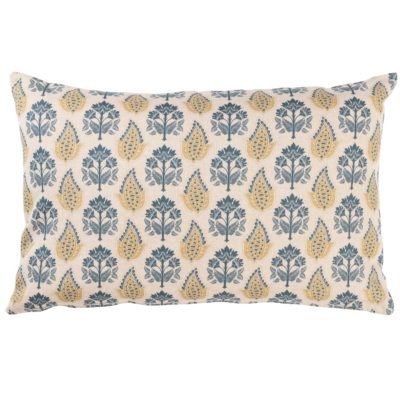 Cotswold Countryside Motif XL Rectangular Cushion in Gold and Indigo