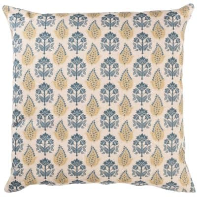 Cotswold Countryside Motif Extra-Large Cushion in Gold and Indigo