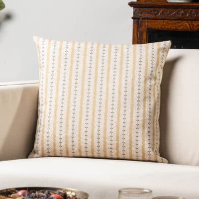 Cotswold Countryside Stripe Cushion in Gold and Indigo