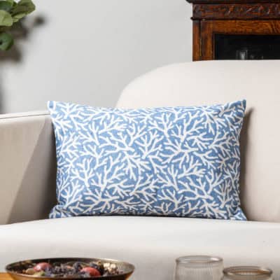 Coral Reef Boudoir Cushion in Denim Blue