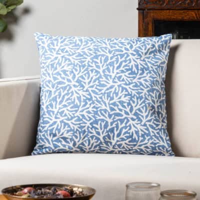 Coral Reef Cushion in Denim Blue