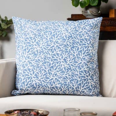 Coral Reef Extra-Large Cushion in Denim Blue