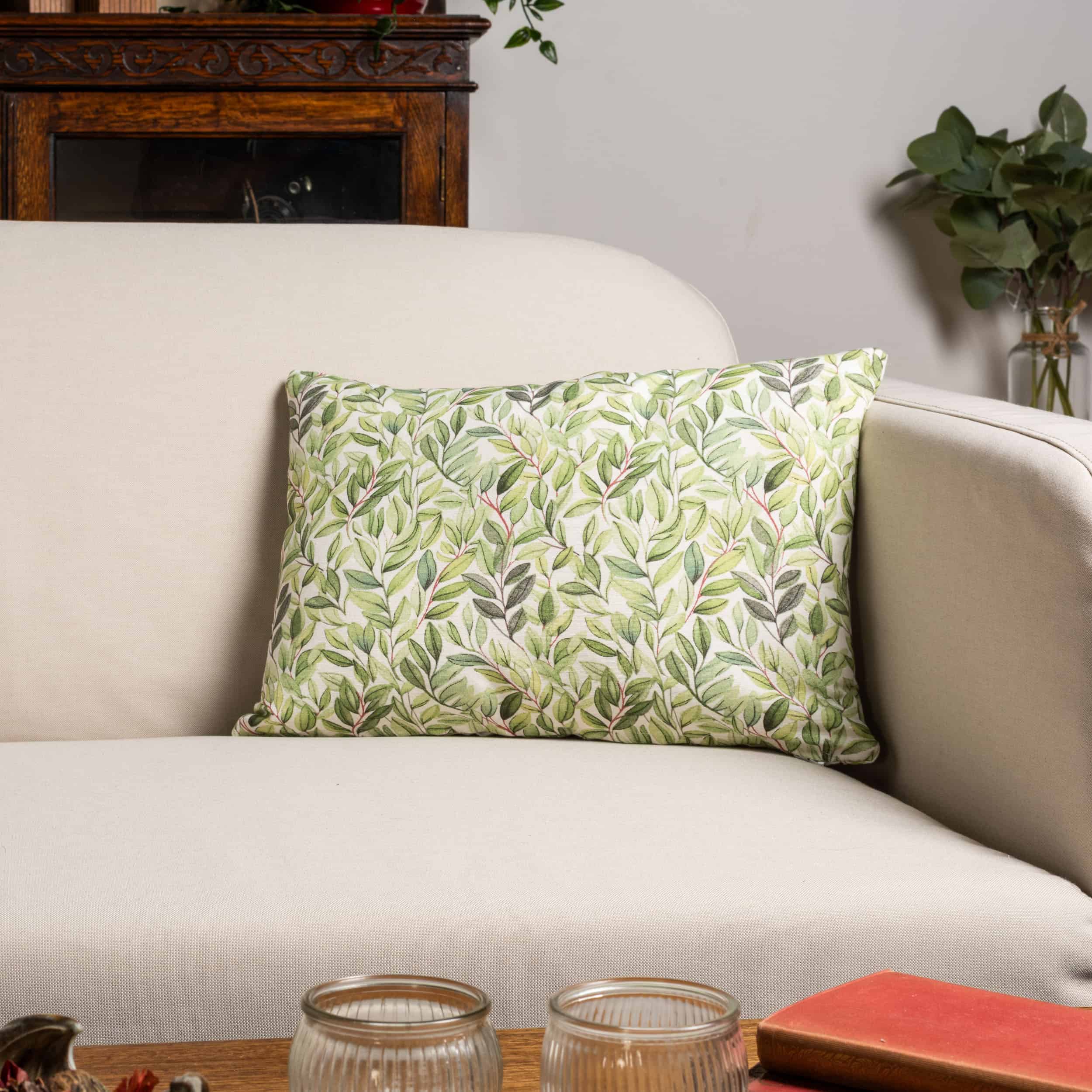 Willow Sketch Boudoir Cushion in Sage Green