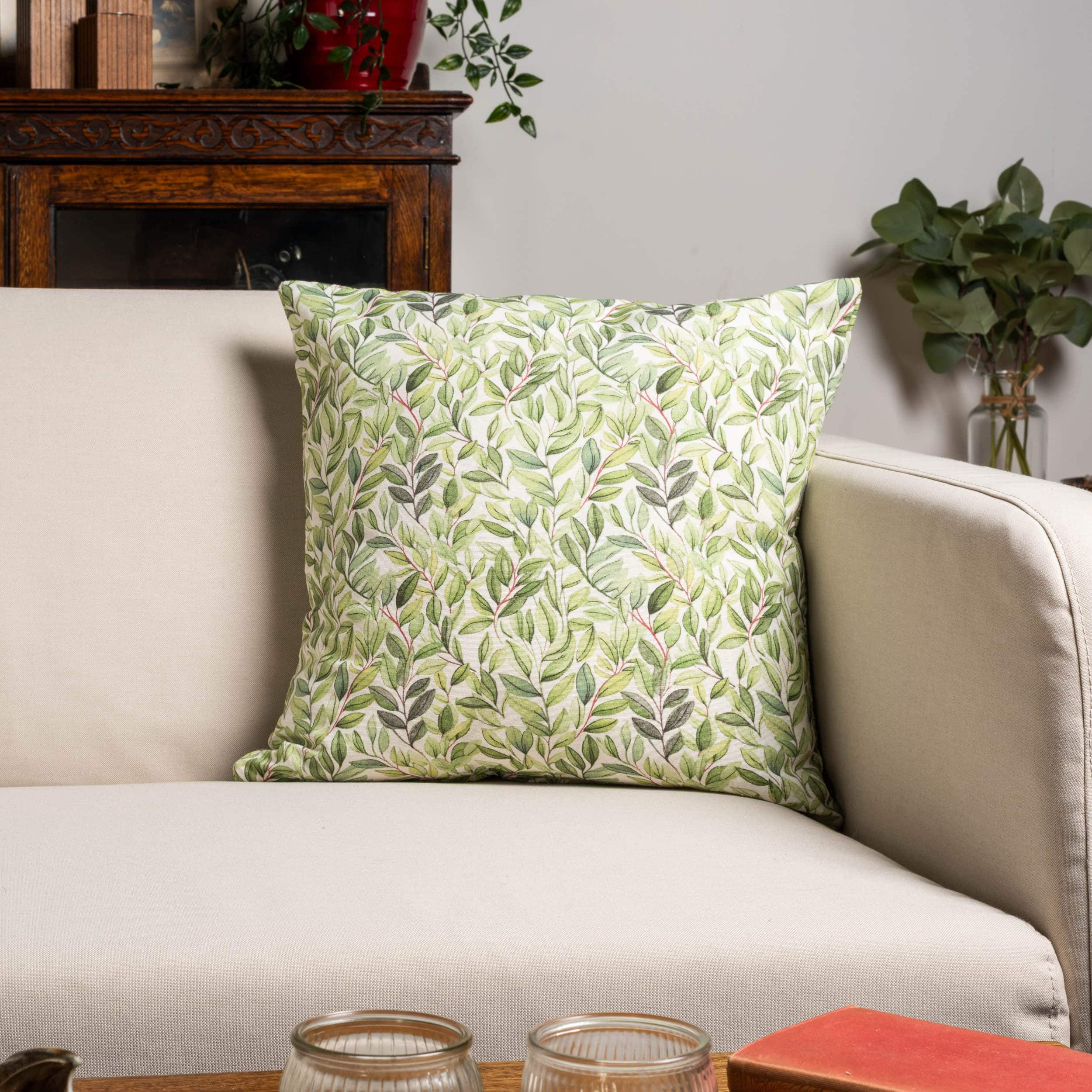 Willow Sketch Cushion in Sage Green