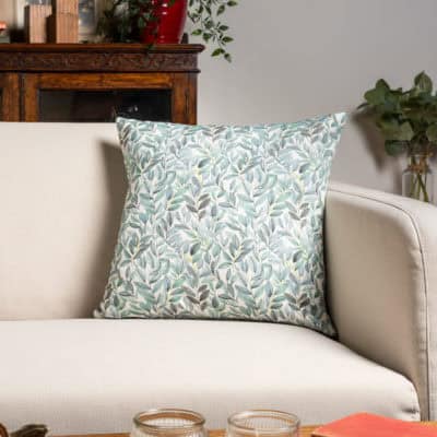 Willow Sketch Cushion in Aqua Blue