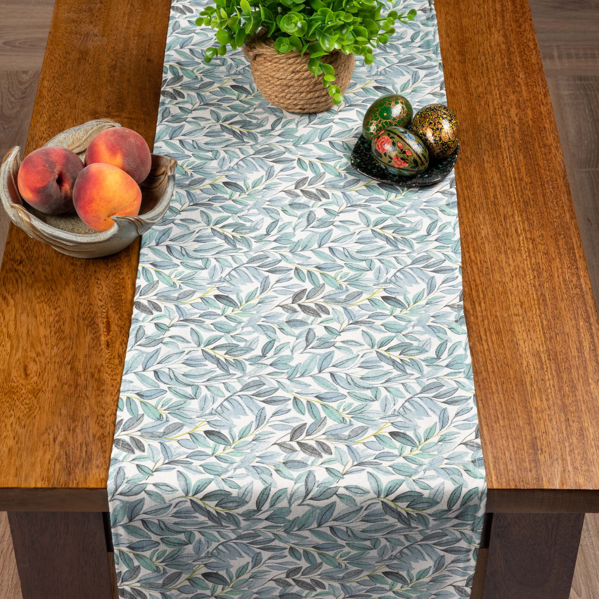 Willow Sketch Table Runner in Aqua Blue