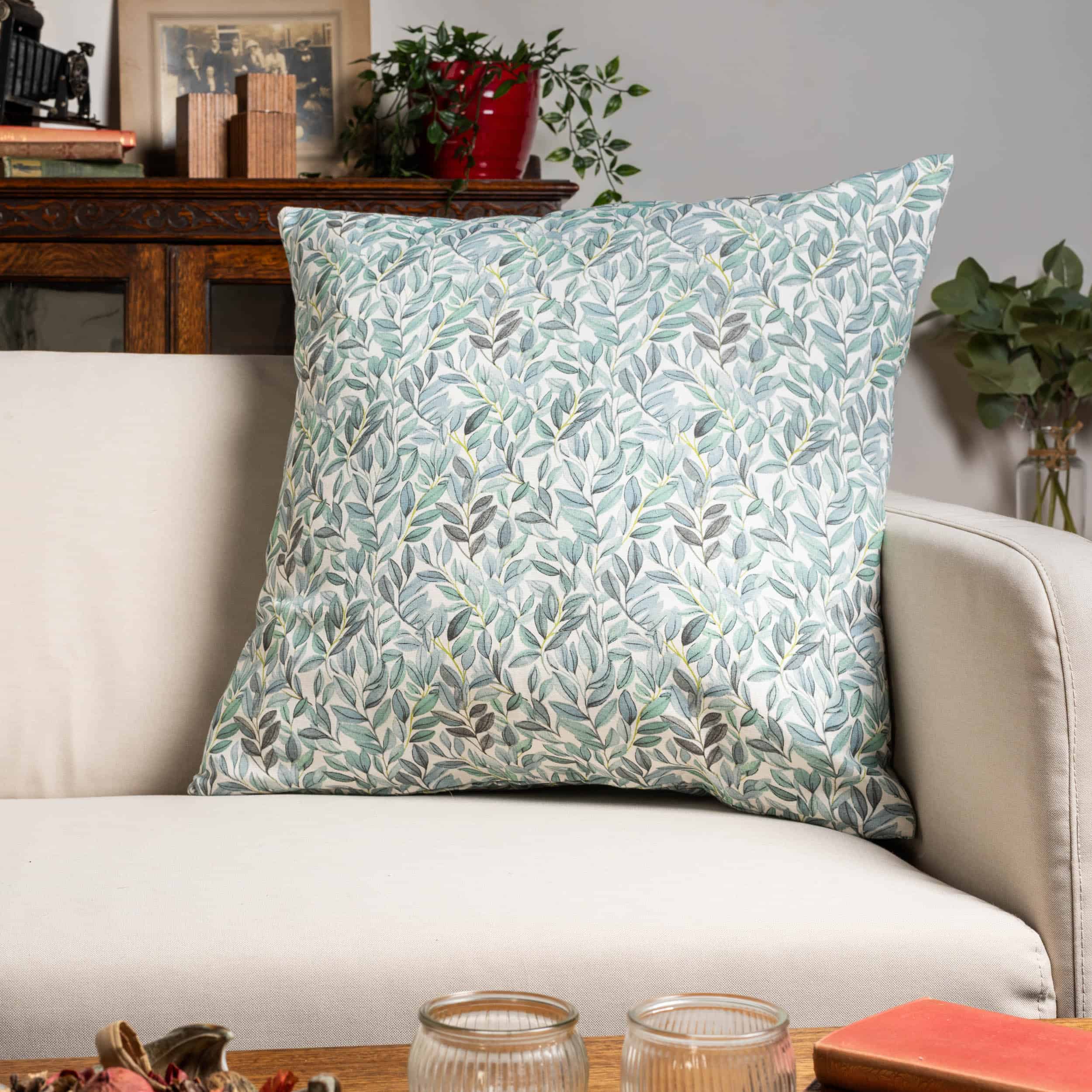 Willow Sketch Extra-Large Cushion in Aqua Blue