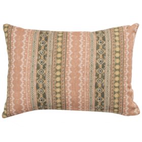 Aztec Trail Boudoir Cushion in Soft Pink and Green