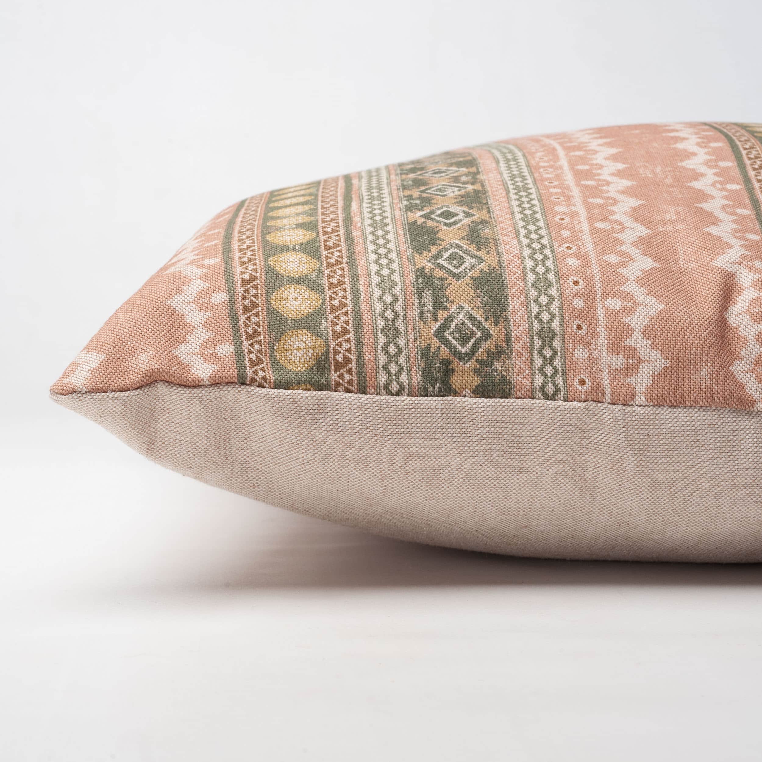 Aztec Trail Cushion in Soft Pink and Green