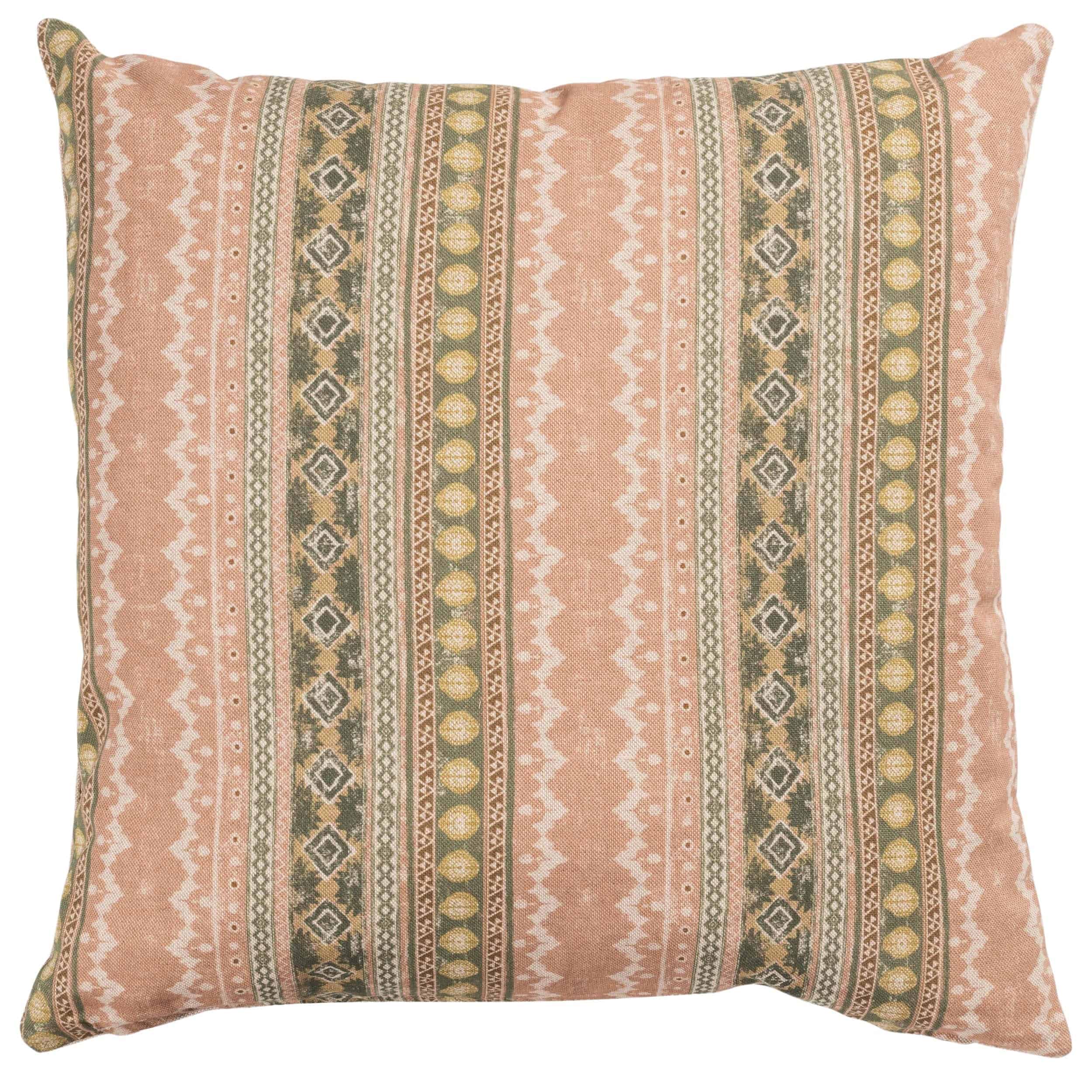 Aztec Trail Cushion in Soft Pink and Green