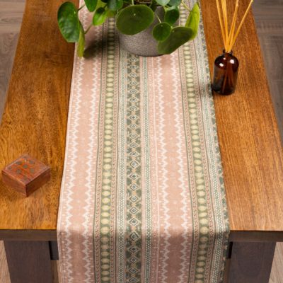 Aztec Trail Table Runner in Soft Pink and Green