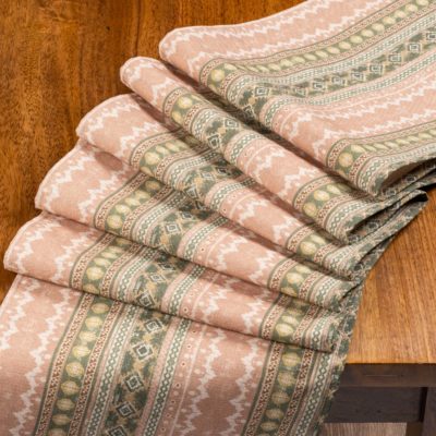 Aztec Trail Table Runner in Soft Pink and Green