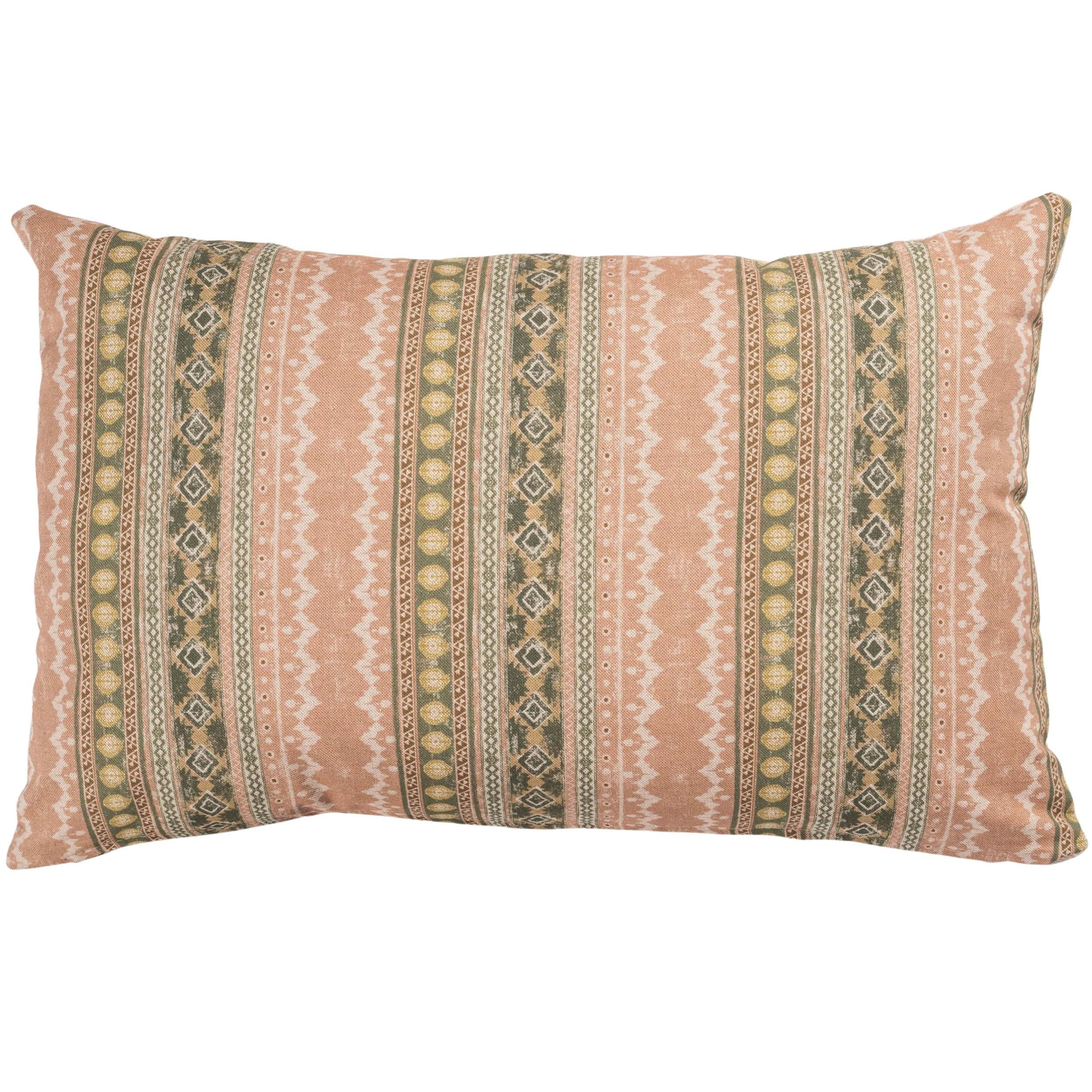 Aztec Trail XL Rectangular Cushion in Soft Pink and Green