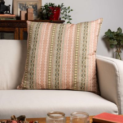 Aztec Trail Extra-Large Cushion in Soft Pink and Green
