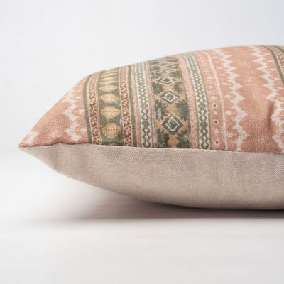 Aztec Trail Extra-Large Cushion in Soft Pink and Green