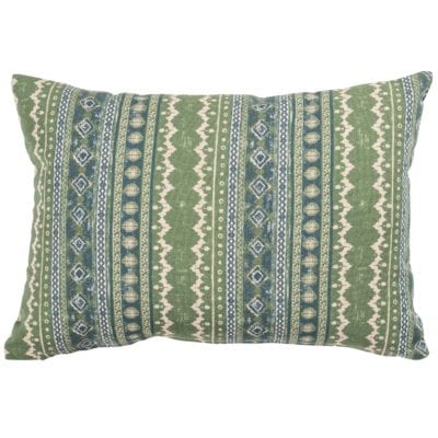 Aztec Trail Boudoir Cushion in Indigo Blue and Green